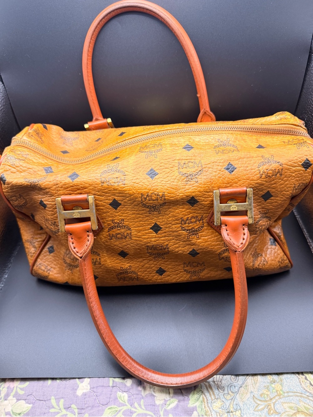 MCM Visetos Cognac Boston/COA) included / vintage - Picture 4 of 13